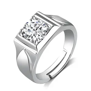 MIAMI Ring for Men Mens couples gents Boys Boyfriend Friends American diamond AD CZ stone Stylish Adjustable Silver Finger ring Platinum Valentine gifts Anniversary Aesthetic Jewellery Accessories