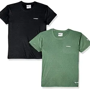 Charged Energy-004 Interlock Knit Hexagon Emboss Round Neck Sports T-Shirt Black Size Small And Charged Play-005 Interlock Knit Geomatric Emboss Round Neck Sports T-Shirt Grape-Green Size Small