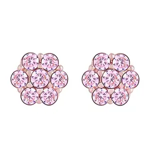GIVA Silver Rose Gold Baby Pink Flower Stud Earrings | Gifts for Girlfriend, Gifts for Women and Girls | With Certificate of Authenticity and 925 Stamp | 6 Month Warranty*