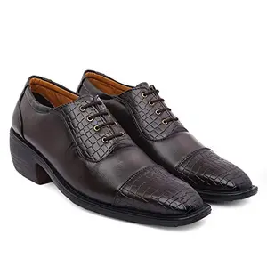 GLOBAL RICH Height Increasing Formal Shoes for Men, Maximize Your Potential with Customizable Elevator Shoes Collection- Brown- 6