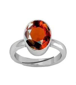SIDHARTH GEMS 7.25 Ratti Gomed/Hessonite Silver Plated Ring Natural Quality & Original Stone Panchdhatu Adjustable Ring for Men and Women