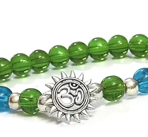ASTROGHAR ॐ Aum Om Symbol Lucky Charm Green Crystals Protection And Peace Bracelet For Men And Women