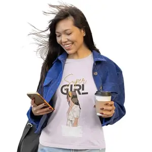 Embrace Your Super Side: Super Girl Printed Design T-Shirts for Girls (Medium, Light Baby Pink)