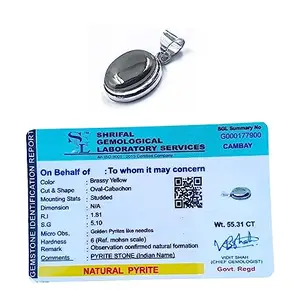 Divinity Healing Crystals Natural Certified Pyrite Stone Cabochon Crystal Unisex pendant with Chain for Wealth, Prosperity and Good Luck