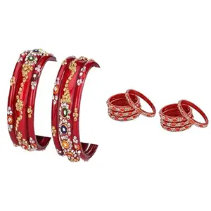Somil Combo Bangle Set For Women | Traditional Daily Bangles | Perfect For Parties & Functions, Pack Of 14, Red, Red -D454