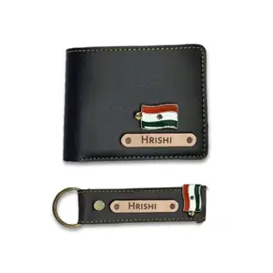 NAVYA ROYAL ART Customized Wallet and Keychain Combo for Men | Personalized Wallet Keychain Set with Name Printed | Leather Name Wallet Keychain for Men | Customised Gifts for Men with Name & Charm _ Blue