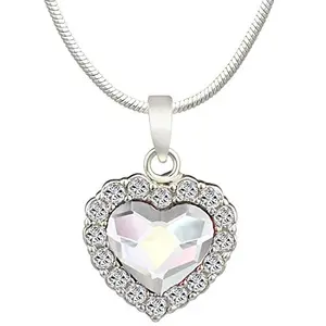 Mahi Valentine Gift Rhodium Plated White AB Heart Pendant made with Swarovski Crystals for Women PS1194119RWAb