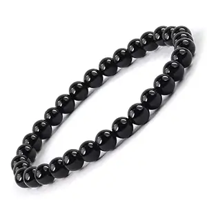 ZUBY CRYSTALS Black Tourmaline Stone/Crystal Natural Bracelet for Men and Women to preventing from Negative Energy. (8 MM)