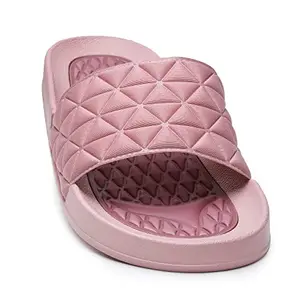 SOLETHREADS Slides Stella Women's Super Soft Comfort Cushion Bounce Back Durable Handcrafted Upper Outdoor Flip Flops (UK4, Pink)