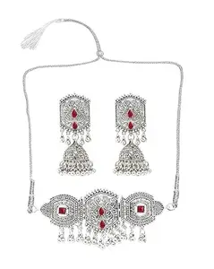 Maroon Round Leaf Choker Necklace for Women – Traditional Indian Jewelry