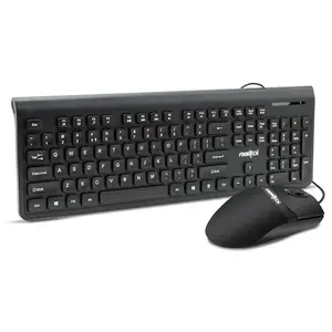 FRONTECH Wired Keyboard + Mouse Combo | 105 Keys | USB Plug & Play | Ergonomic & Comfortable Design, (KB-0036, Black)