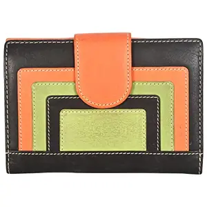 LMN Genuine Leather Multicolor Women Wallet 253 (10 Credit Card Slots)