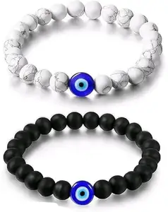 Gempin Unisex Beads Bracelets | Stylish and Versatile Wrist Accessories for Men and Women evileye2 (unisex-BRACELET08-black&white)