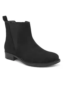 pelle albero Women's Black Chelsea Boots: Sleek, Pull-On Style for Everyday Chic | Black Fashion Boots for Women: Timeless Chelsea Design, Effortless Appeal | Modern Minimalism| UK 8