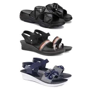 Trendy Open-Toe Sandals for Women – Soft Padded Footbed, Summer Wear | (COMBO-3)-1889-1960-1972-7-EURO-38