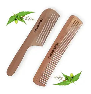C I Black Boom Neem Wooden Hair Comb Healthy Haircare For Men & Women | (Co3 and Co6)