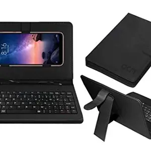 ACM Keyboard Case Compatible with Redmi Note 6 Pro Mobile Flip Cover Stand Plug & Play Device for Study & Gaming Black