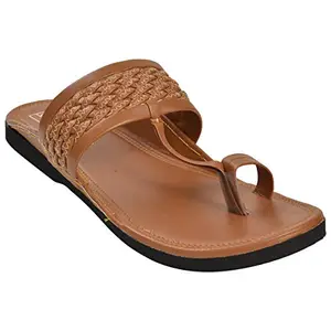 Ajanta Men's Tan Synthetic Leather Slipper - 9 UK