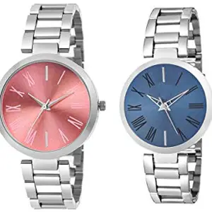 The Shopoholic Analogue Latest Blue Pink Dial Womens Combo of 2 Watch-(S-444-448)