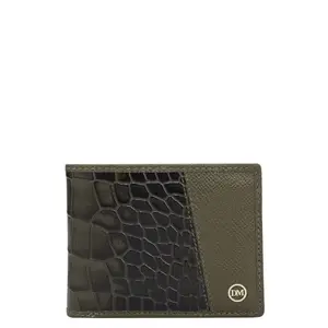 Da Milano RFID Protected Leather Wallet for Men with Card Slot - Military Green