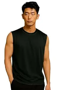 JUGULAR Tank Tops Sleeveless T-Shirt for Men Gym Wear Vest Solid Stylish Round Neck Running for Sports Workout Fitness & Casual or Beach Wear