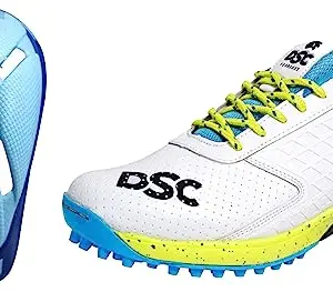 DSC Jaffa 22 Cricket Shoes for Men and Boys UK-7 White/Lime-Yellow & DSC Armour Cricket Abdominal Guard (Mens, Multicolour)