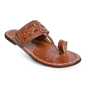 Kolhapuri Chappal for Men Stylish - Flip-Flops and House Slippers - Size 10 Brown