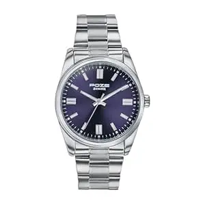 Sonata Poze 6 Chrome Calling Quartz Blue Round Dial Men's Watch | SS Cut Edge Strap Material | Watches for Men Analog - SP70033SM05