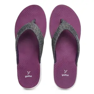 YOHO Fauna 002 V-Strap Slippers for Women | Lightweight EVA Comfort | Platform Sole | Breathable Fabric Upper | Shock Absorption | Water-Resistant | Easy to Style | Lavender purple - UK 8