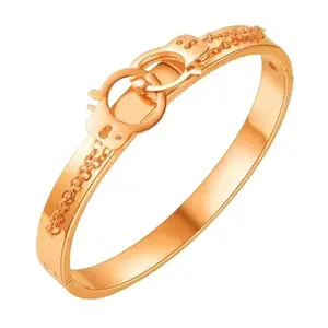 VAMA FASHIONS 316 L Stainless Steel Rose Gold Round Lock Engraved Anti Tarnish Bracelet With Link Chain Open Clasp Daily Office Hand Bracelet for Women & Girls