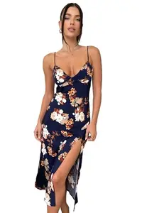 Tandul Women Bodycon Below Knee Dress Fabric Fabric Blend Printed Multicolor Casual Women Dress, Size-L (6725) Gifts for Women