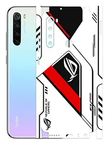 AtOdds - Redmi Note 8 Mobile Back Skin Rear Screen Guard Protector Film Wrap (Coverage - Back+Camera+Sides) (Rog Red)