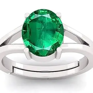 SIDHARTH GEMS 7.25 Ratti Adjustable Natural Emerald Panna Gemstone Birthstone Panchdhatu Astrology Silver Ring For Men