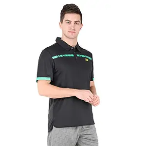 Yonex 1284-31 Polyester Badminton Mens Polo T-Shirt, M (Jet Black)