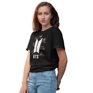 Looky Wooky Black BTS Dynamite T-Shirts for Women's Oversized T-Shirts Half Sleeve for Girls | Black BTS Jungkook Printed T-Shirt| Regular & Casual Half-Sleeves Tshirts | Jimin Oversized T-Shirts M