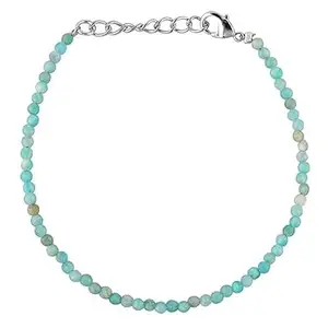 LKBEADS Amazonite Bracelet with Silver Plated Clasp – 2.5mm Round Beads – Faceted Cut – 7 inch Adjustable – Healing, Fashion, Gift, Spiritual, Yoga|LK_STACK_00119