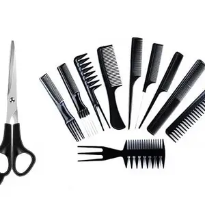 APOEM Combo Of Hair Dressing Styling Professional Comb Set With Hair Cutting Scissor