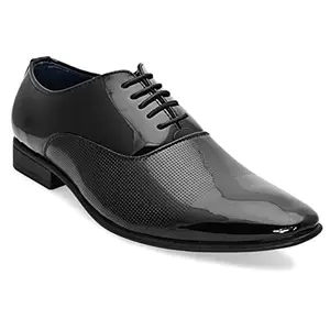 San Frissco Men Faux Leather Hyde Black Patent Formal Shoes