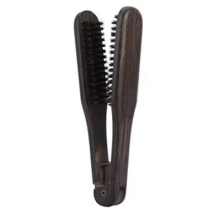 Zyyini Hair Straightener Comb Double Sided Brush, Salon Hairdressing Hair Straightener Wooden Anti-static Dual-Brush Comb