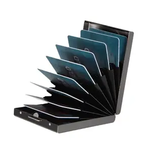 Stealodeal RFID Blocking Black Stainless Steel Debit/Credit/ATM 10 Slot Card Holder for Mens & Women