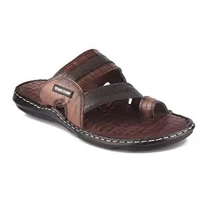 Red Chief Brown Leather slippers for men