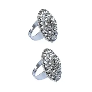 Fashion Addictions Adjustable Cocktail Ring for Women & Girls | Statement Fashion Jewelry for Wedding, Engagement, Reception & Festive Gifting Pack 0f 2