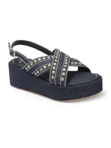 Carlton London Women Sandal,Navy Blue,UK-4