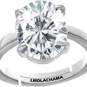 LMDLACHAMA 4.00 Ratti American Diamond, Cubic Zirconia AA++ Quality Silver Adjustable Ring Certified Natural Loose/Gemstone for Men and Women AA+ Quality