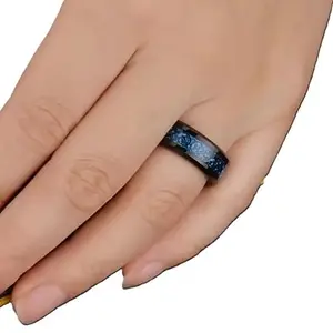 Men Valentine Smart Temperature Combo Ring Silver & Black (IR5184)