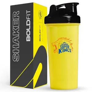 Boldfit Chennai Super Kings (CSK) Official Merchandise Gym Shaker for Protein Shake Leakproof Shaker Bottles for Protein, Preworkout and Bcaa Shake, Protein Shaker Bottle for Gym Men & Women Yellow Black