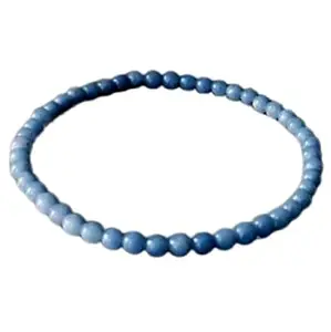 Lady Works Natural Angelite 4mm Round Shape Smooth Cut Beads 8 Inch Stretchable Bracelet For Men & Women. Unisex Bracelet For Healing, Meditation, Prosperity, Gift & Luck|LW_BRST_00677_8.0