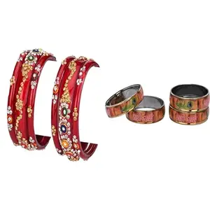 Somil Combo Bangle Set For Women | Traditional Daily Bangles | Perfect For Parties & Functions, Pack Of 10, Red, Multicolor -D432