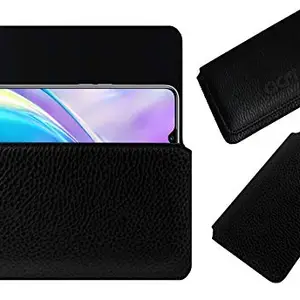 ACM Horizontal Case Compatible with Real Me X2 Mobile Leather Cover Pouch Black