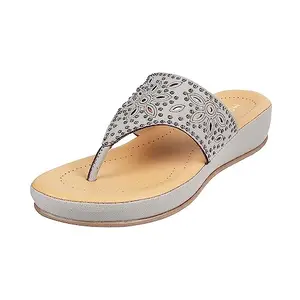 Mochi Women Grey Comfort & Fashion Wedge Heel Sandal UK/3 EU/36 (44-59)